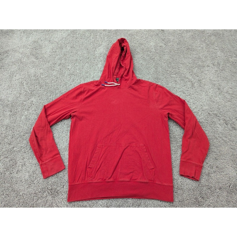 J Crew Re-Imagined Pullover Hoodie Mens Large Red Long Sleeve 100% Cotton